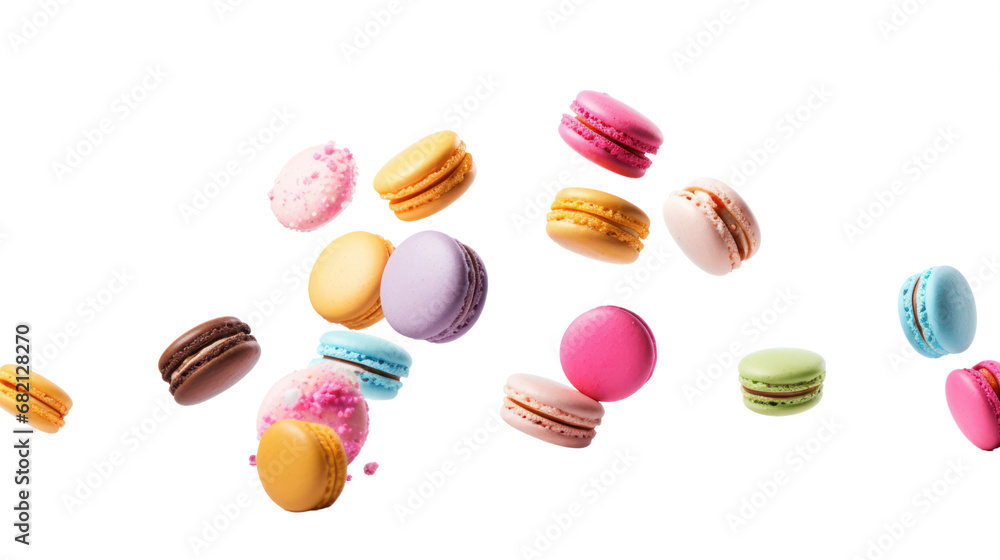 macarons float in the air on the transparent background macarons float in the air on the transparent background