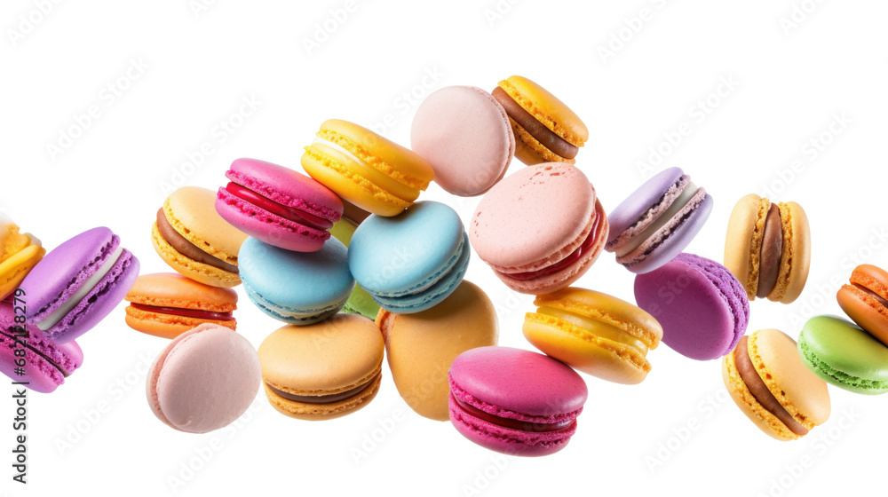 macarons float in the air on the transparent background macarons float in the air on the transparent background