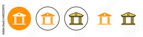 Bank icon set for web and mobile app. Bank sign and symbol, museum, university