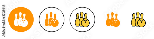 Bowling icon set for web and mobile app. bowling ball and pin sign and symbol.