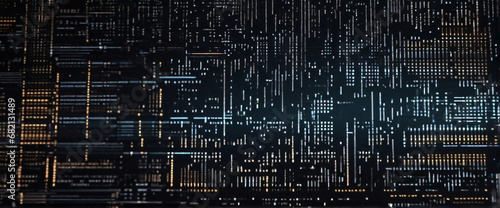 An abstract digital background with binary code and AI algorithms running in the background photo