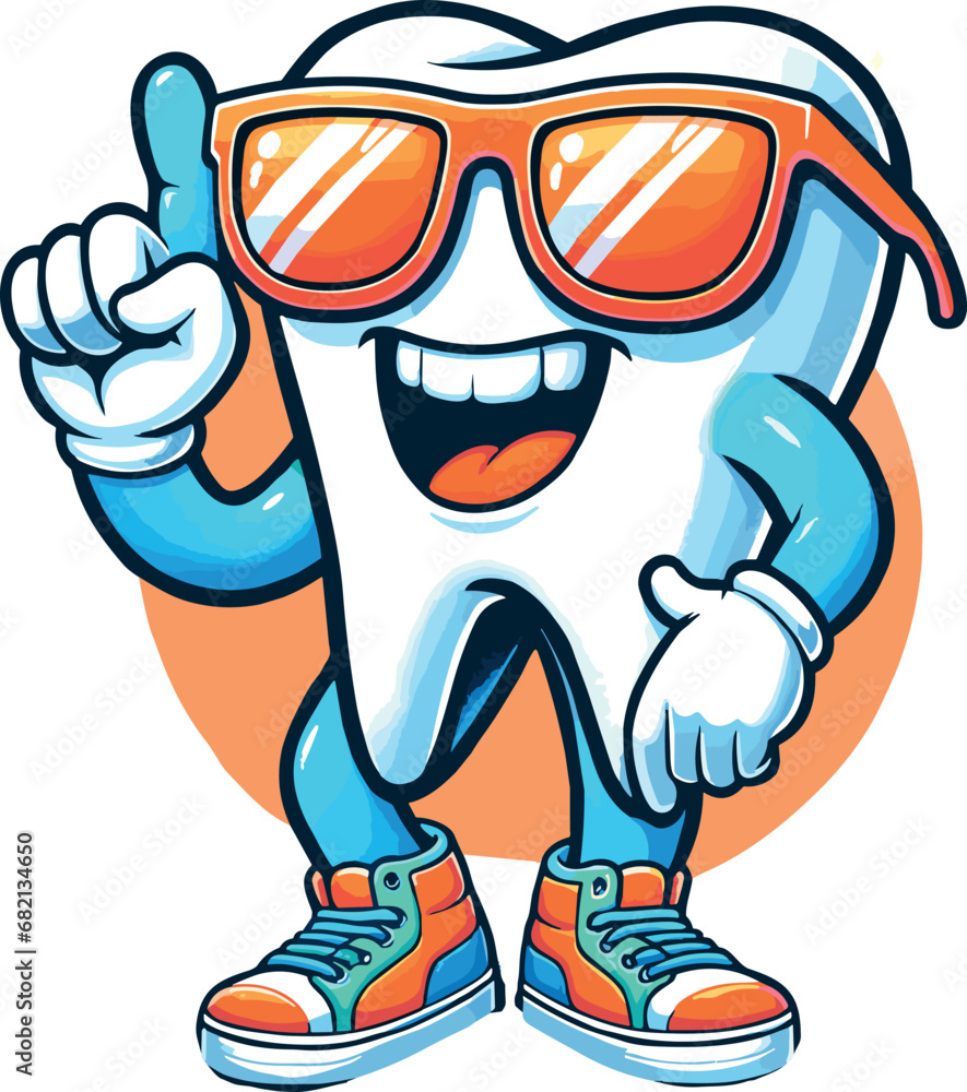 Tooth wearing sunglasses and smiling. vector