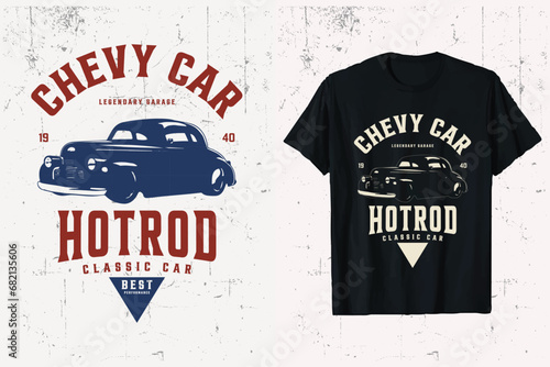 Chevy Hotrod  Car vector T-shirt Design. classic car t-shirt graphic vehicle.