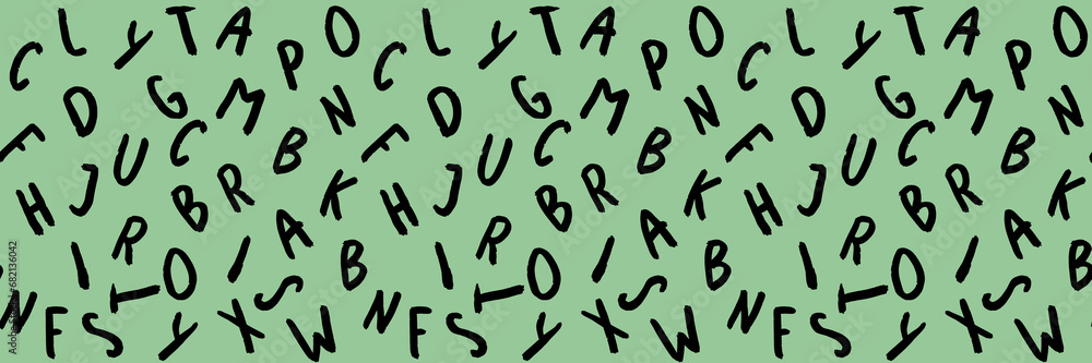 template with the image of keyboard symbols. set of letters. Surface template. pastel green background. Horizontal image. Banner for insertion into site. template with the image of keyboard symbols. set of letters. Surface template. pastel green background. Horizontal image. Banner for insertion into site.