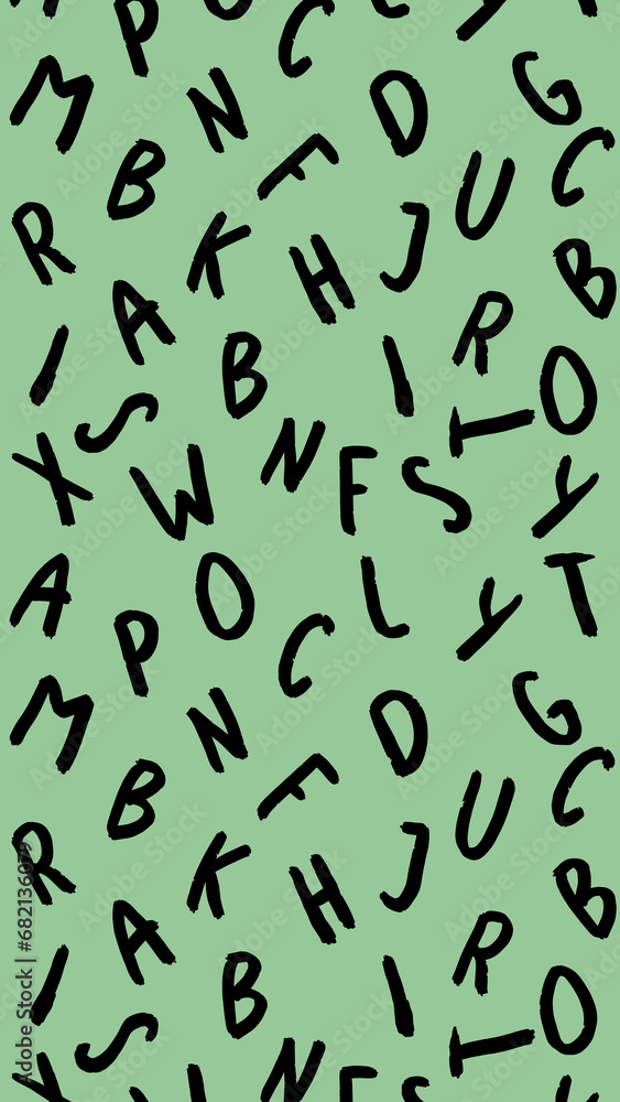 template with the image of keyboard symbols. set of letters. Surface template. pastel green background. Vertical image. template with the image of keyboard symbols. set of letters. Surface template. pastel green background. Vertical image.