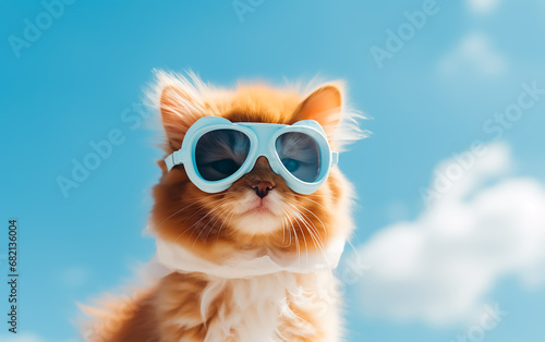 Funny nerd pet in Glasses and mask, jacket, funny look, 