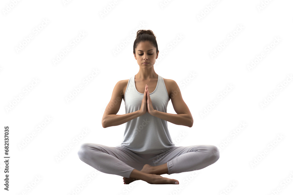 Mindful Stretching Yoga Session Isolated on transparent background