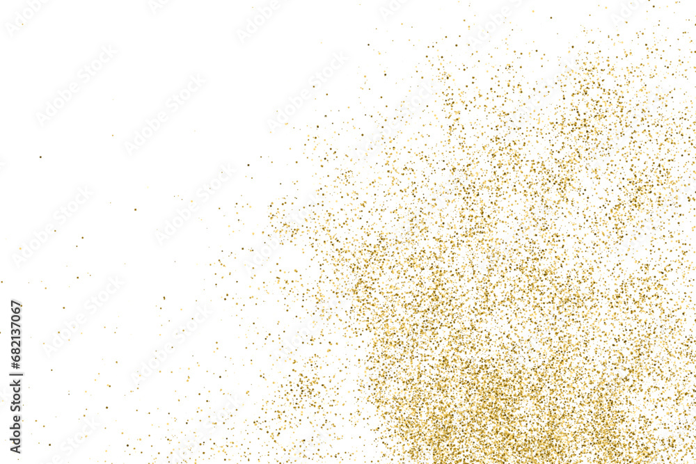Gold Glitter Texture Isolated On White. Yellow Color Sequins. Golden Explosion Of Confetti. Design Element. Celebratory Background. Vector Illustration.