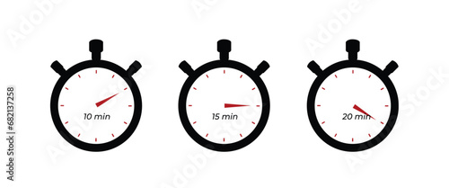 Stopwatch timer for 10 minute 15 minute timer vector editable design