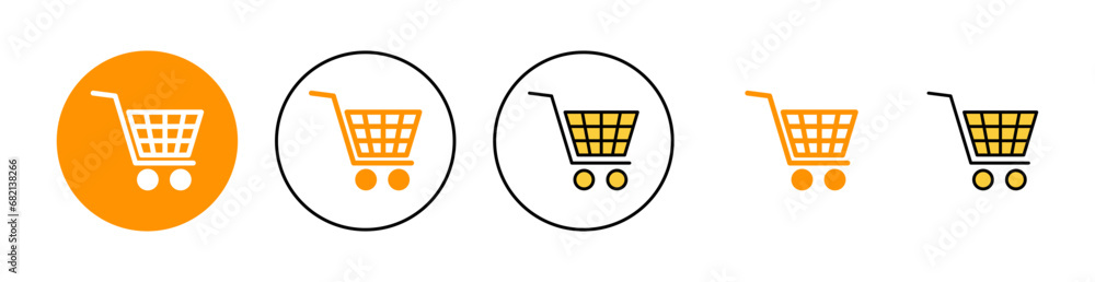 Shopping icon set for web and mobile app. Shopping cart sign and symbol. Trolley icon Shopping icon set for web and mobile app. Shopping cart sign and symbol. Trolley icon