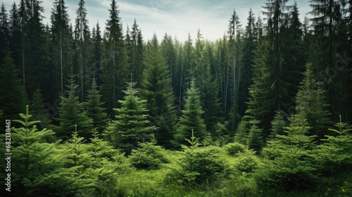 Spruce evergreen forest photo