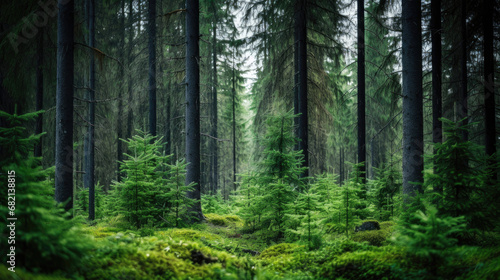 Spruce evergreen forest © Veniamin Kraskov