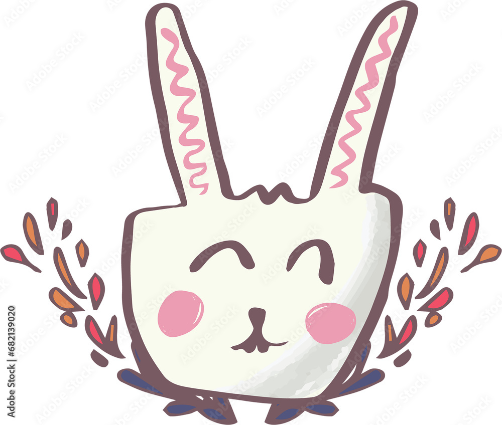 Obraz premium Digital png illustration of rabbit face on transparent background