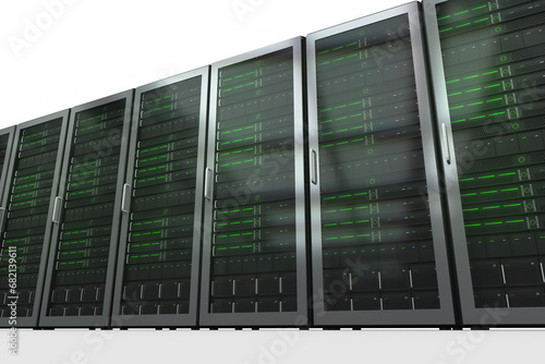 Digital png illustration of row of server cabinets on transparent background