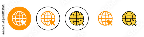 Web icon set for web and mobile app. go to web sign and symbol. web click icon. Global search icon