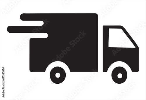 Fast moving shipping delivery truck line art vector icon for transportation apps and websites. Express delivery truck icon. Fast shipping truck. Free delivery 24 hours. Vector illustration.
