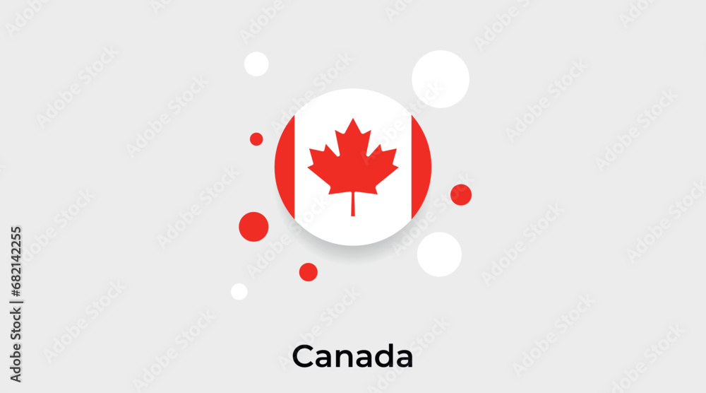 Fototapeta premium Canada flag bubble circle round shape icon colorful vector illustration