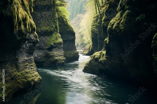 Illustrates connection between a gorge and its waterway, representing transformative power of water and distinct habitats that emerge alongside it