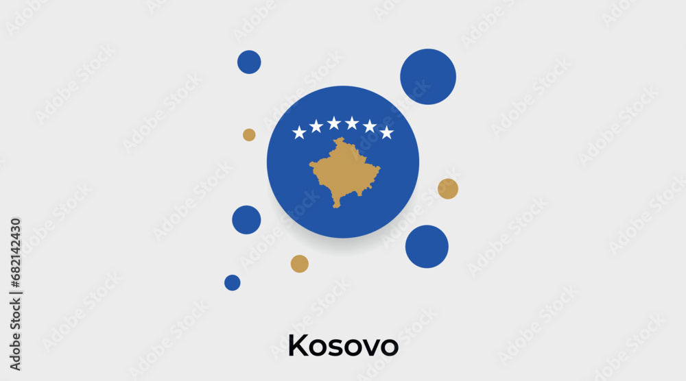 Kosovo flag bubble circle round shape icon colorful vector illustration Kosovo flag bubble circle round shape icon colorful vector illustration