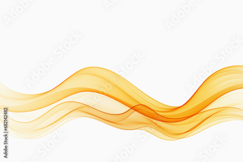 Wavy abstract orange lines in wave shape, data flow concept. White background and orange wave flow.