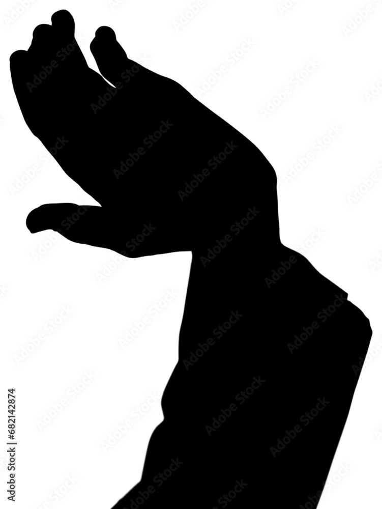 Digital png silhouette of hand holding on transparent background