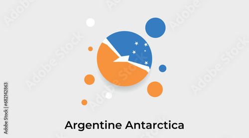Argentine Antarctica flag bubble circle round shape icon colorful vector illustration