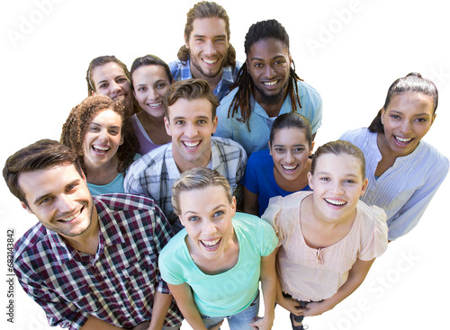 Digital png photo of diverse group of people smiling on transparent background