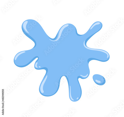 Water blot, splash, puddle. Clean pure liquid stain, spot. Sprayed aqua. Wet blotch, cool drop, spilled fluid, splatter, design element. Flat vector illustration isolated on white background