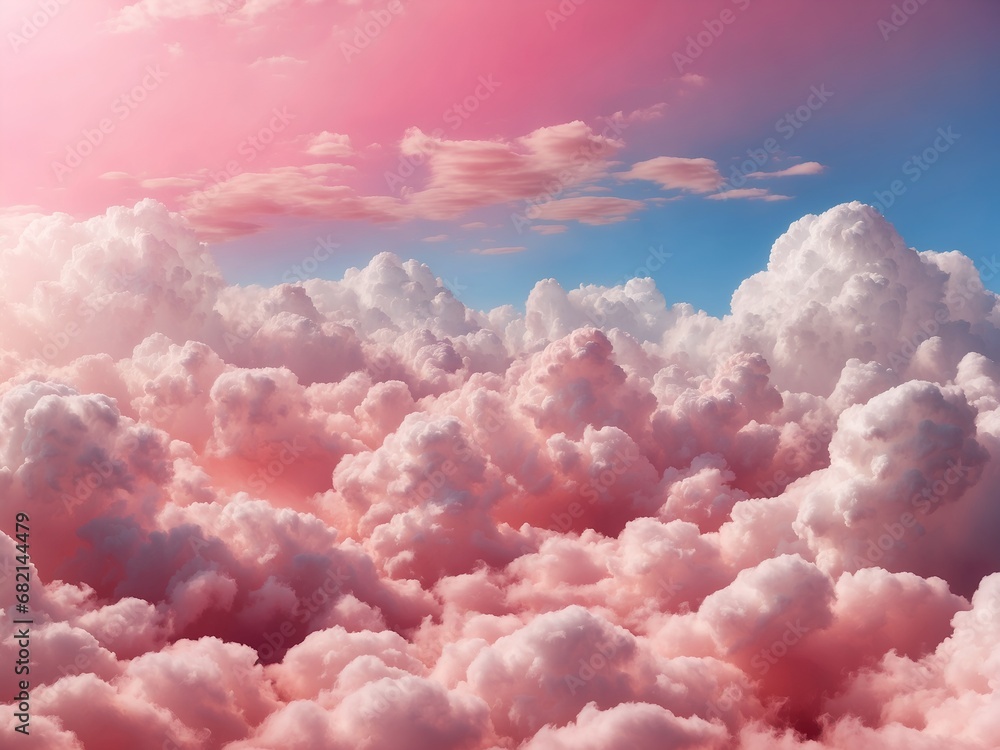 Pink clouds in the blue and pink sky color Pink clouds in the blue and pink sky color