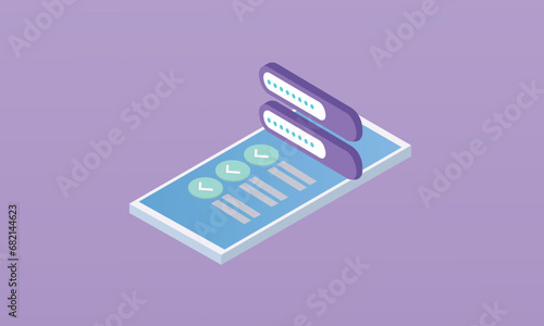 3d minimal task management todo checklist, 3d mobile list report for exam, fast progress, level up concept, assignment and exam. 3d check list icon.on pastel purple background.