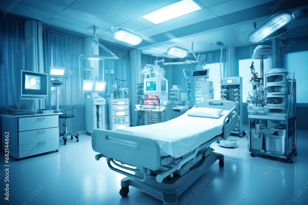 Empty hospital room. Health and medicine concept. Generative ai Empty hospital room. Health and medicine concept. Generative ai