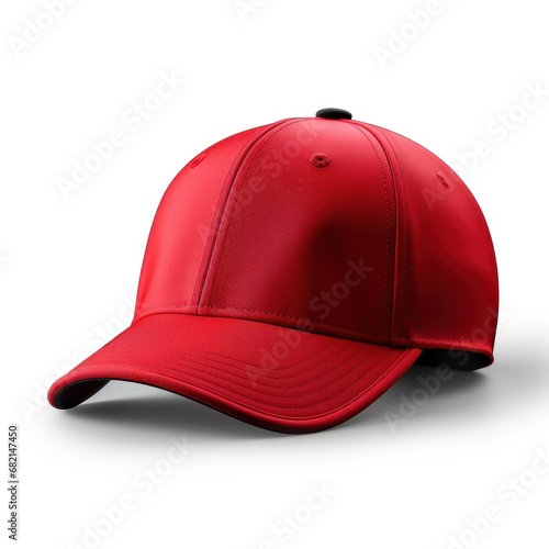 Set of red front and side view hat baseball cap on transparent