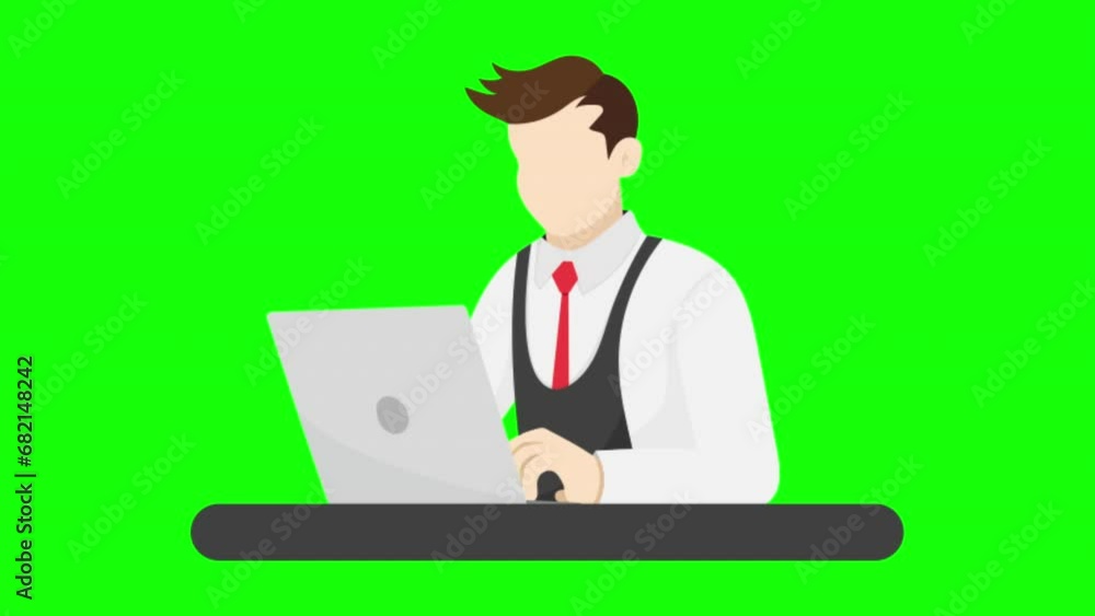 2d animation, Waiter online conversation, on green screen 2d animation, Waiter online conversation, on green screen