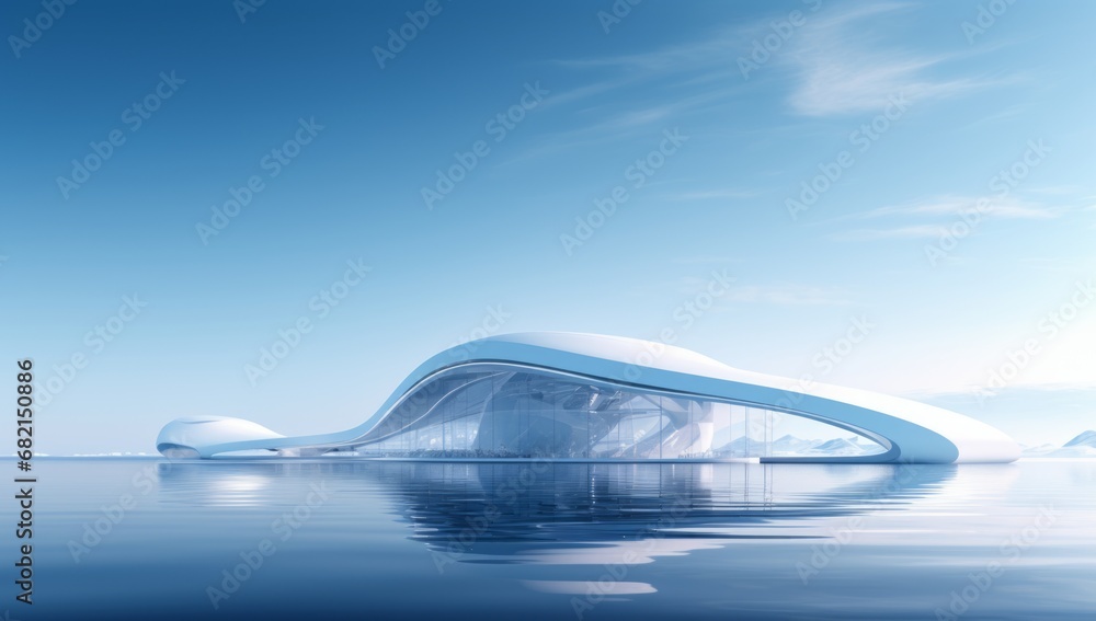 A Majestic White Boat Gliding Gracefully on a Serene, Crystal Clear Lake