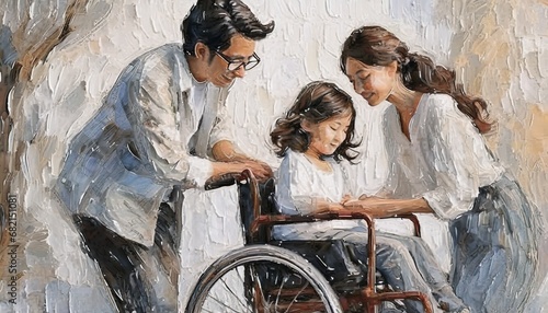 wheelchari nursing care illustration