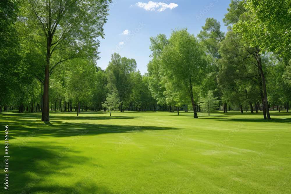 Beautiful Green Lawn In An Urban Park