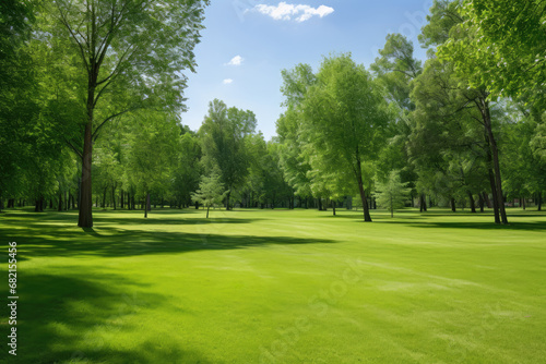 Beautiful Green Lawn In An Urban Park