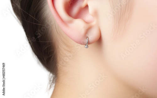 A Visual Exploration of Unique Style with the Body Jewelry Tragus Stud Isolated on a Transparent Background PNG.