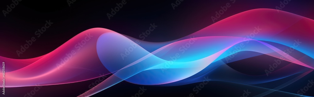 Fototapeta premium Futuristic dark background. Colored music wave. Big data. Technology or Science Banner. 3D in the style of roller wav, light magenta and dark blue, dynamic line work, UHD image, infinity nets, animate