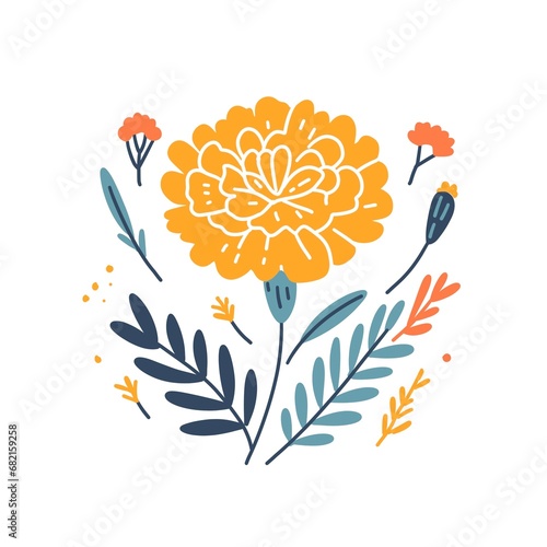 マリーゴールドのフラットデザインイラスト