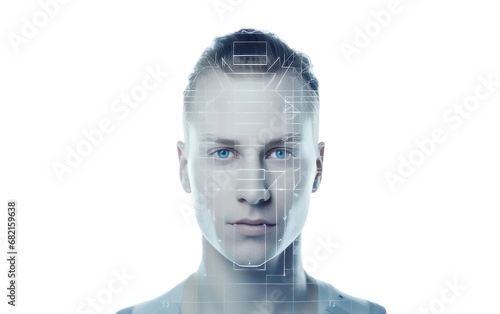 A Captivating Photo of the Facial Recognition System Isolated on a Transparent Background PNG.
