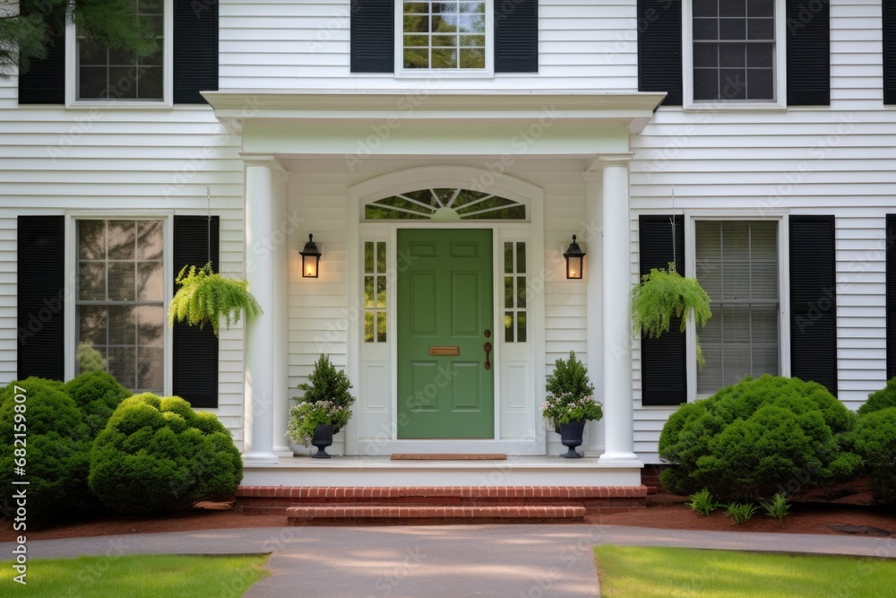 colonial house with central front door and sidelights