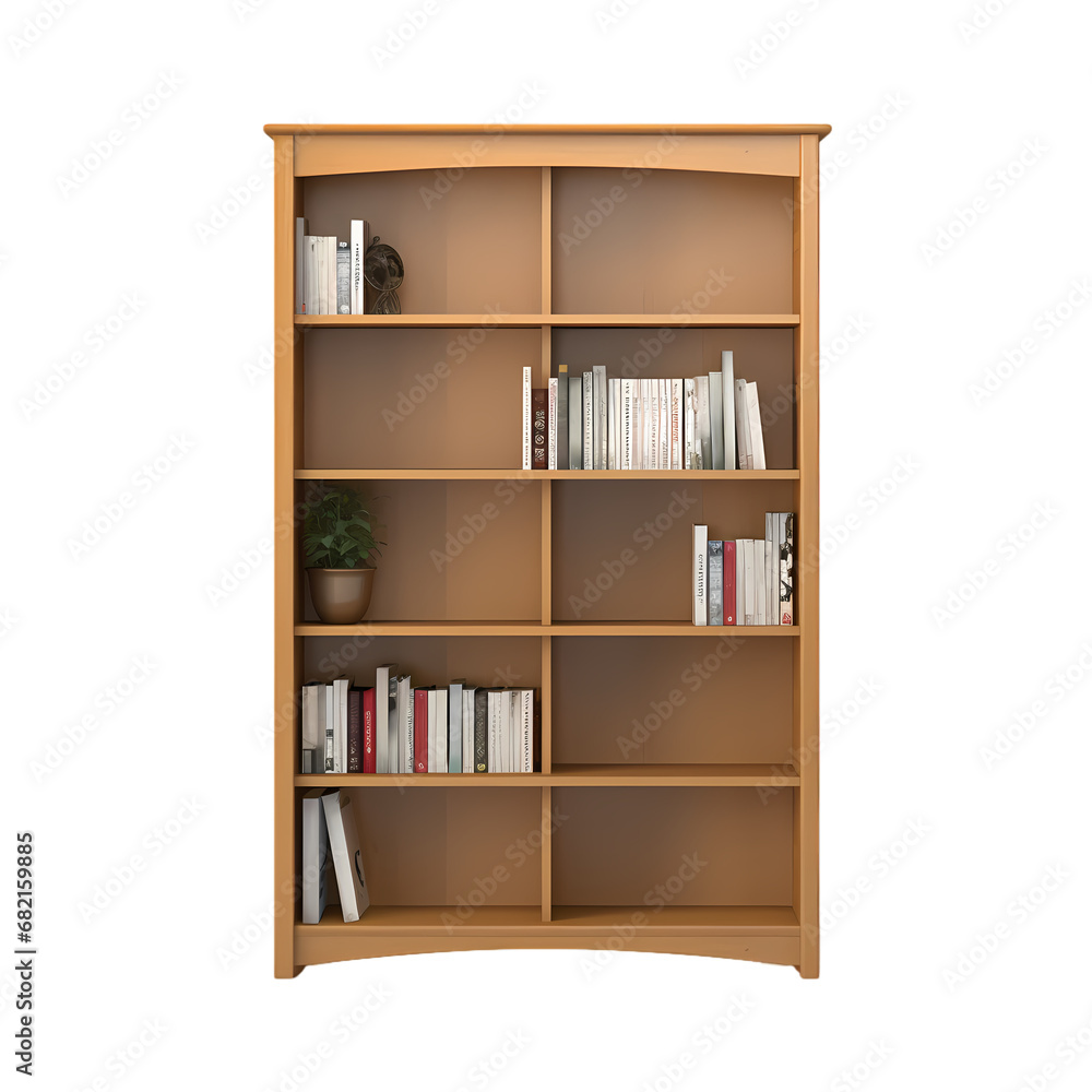 Bookcase on transparent background, white background, isolated, bookshelf illustration Bookcase on transparent background, white background, isolated, bookshelf illustration
