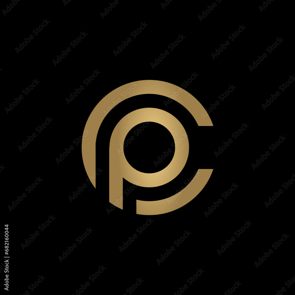 PC letters logo. Letter P and letter C icon set vector background PC letters logo. Letter P and letter C icon set vector background