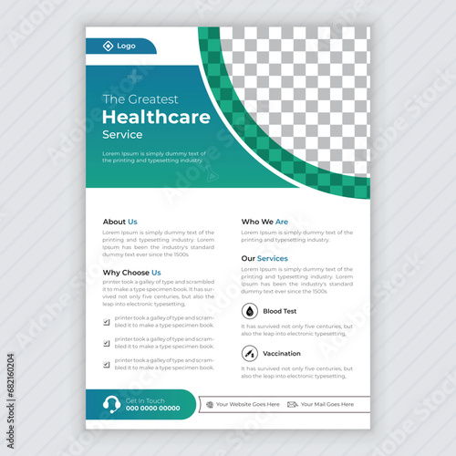Corporate medical healthcare flyer or brochure template design photo