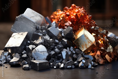 Piles Of Rare Earth Elements Mined And Refined. Сoncept Renewable Energy Sources, Environmental Impact, Green Technology, Sustainable Development, Resource Conservation