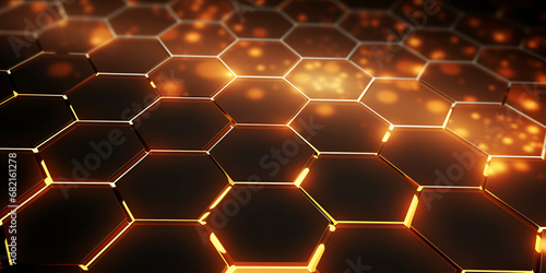 abstract golden hexagons background .Gilded Geometry: Luxurious Golden Hexagonal Pattern .Radiant Abstraction: Gleaming Gold Hexagons
