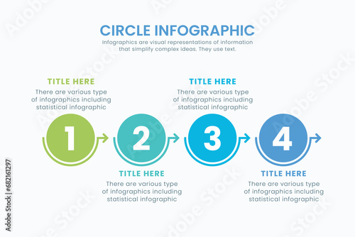 Minimal business circle infographic design template for cycling diagram. presentation and round chart. Business concept with 4 stages. Modern flat vector illustration for data visualization.