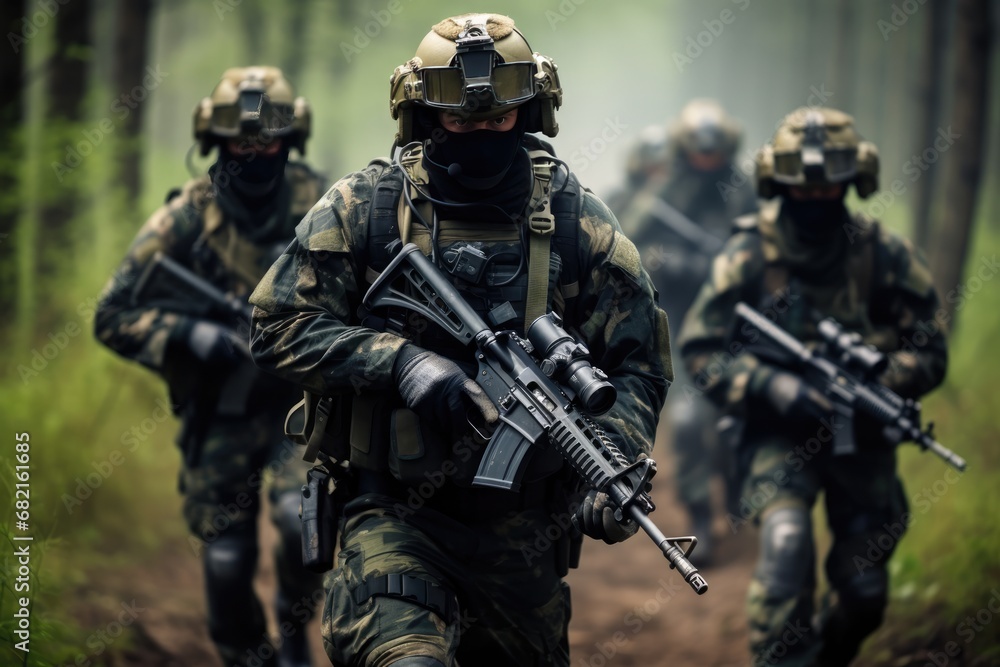 Special Forces Soldiers Embark On Critical Military Operation. Сoncept Wildlife Conservation Efforts, Sustainable Fashion Trends, Latest Innovations In Technology, Mental Health Awareness Special Forces Soldiers Embark On Critical Military Operation. Сoncept Wildlife Conservation Efforts, Sustainable Fashion Trends, Latest Innovations In Technology, Mental Health Awareness