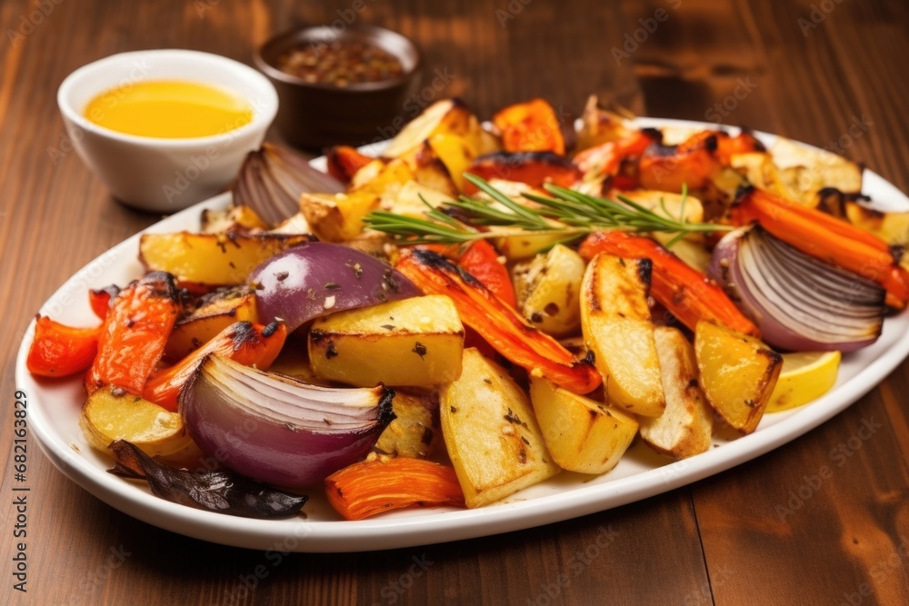 mixed platter of grilled root vegetables